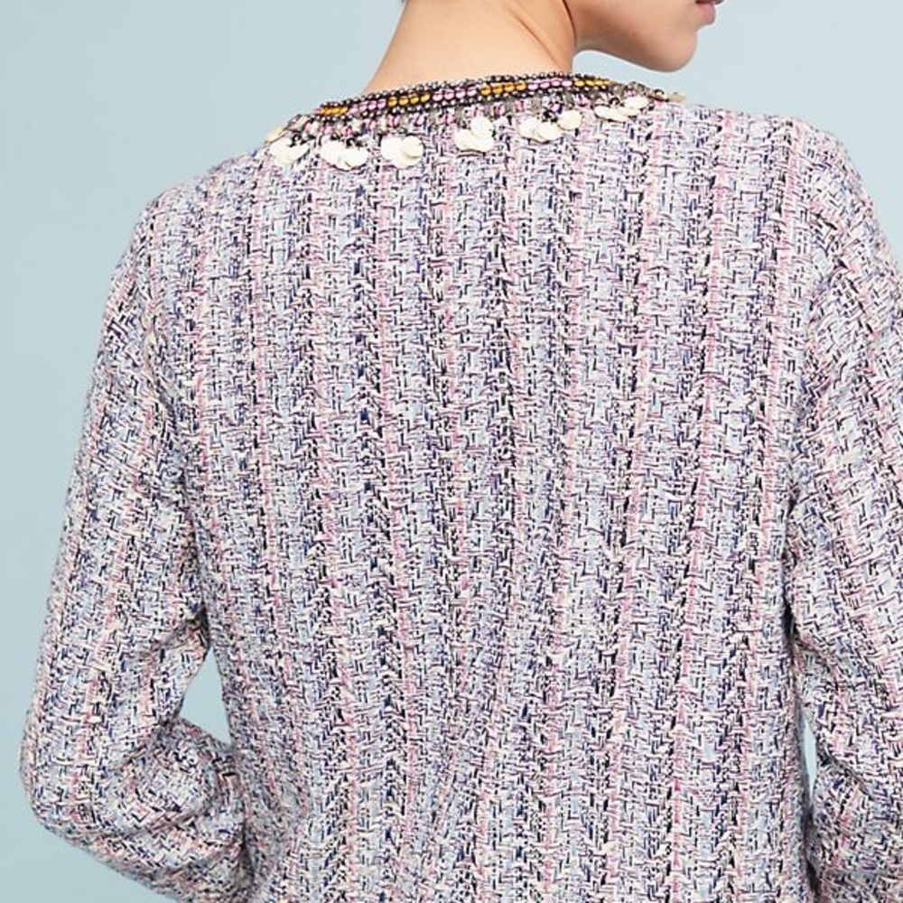Anthropologie Embellished Tweed Jacket